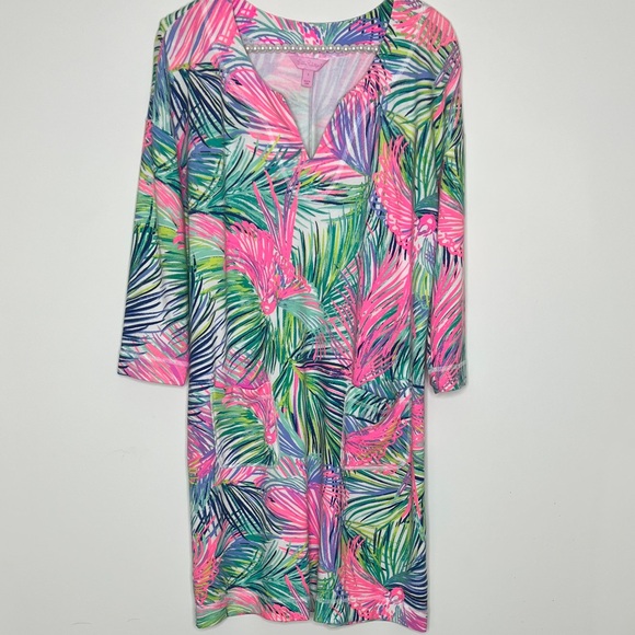 Lilly Pulitzer~ Vibrant Leaf Print 3/4 Sleeve Dress ~ Size Small - Picture 1 of 8